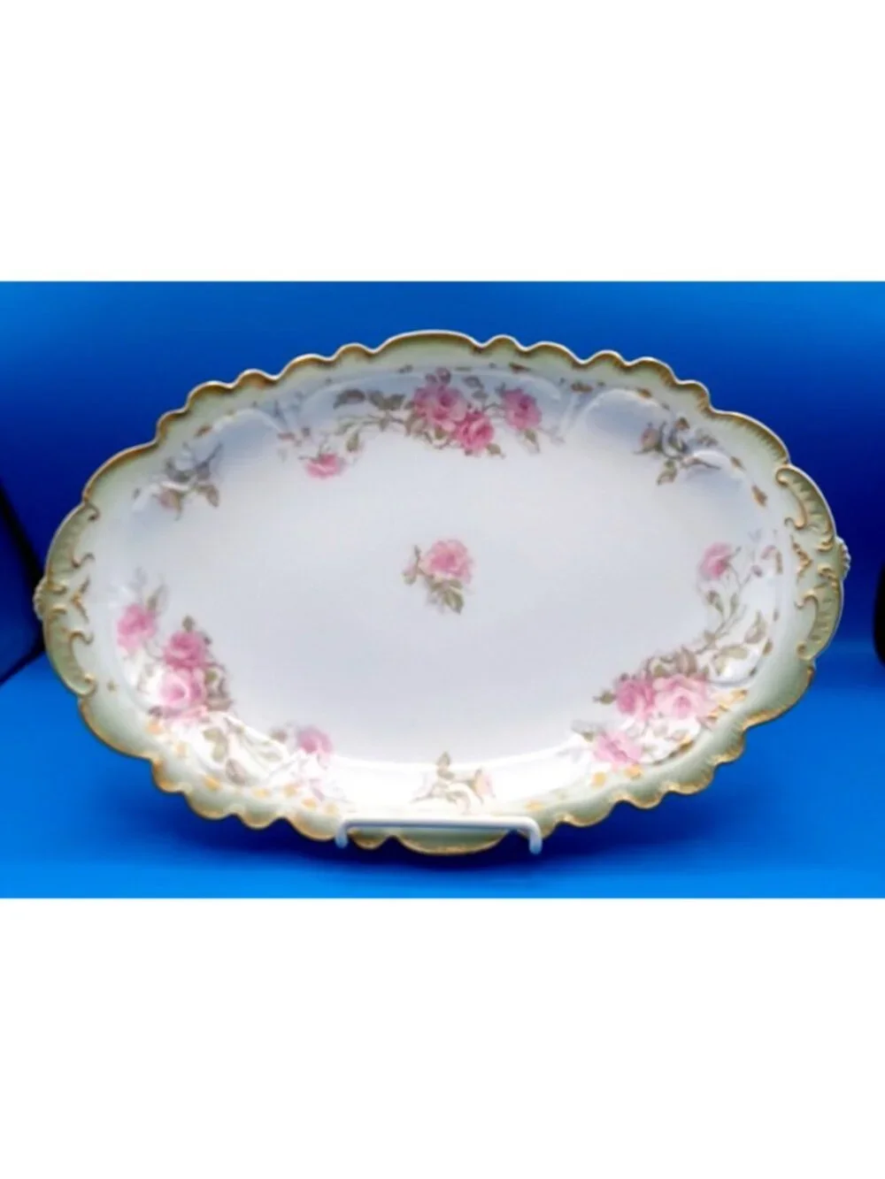 Belle Epoch  GDA Haviland Limoges Rose Scalloped Serving Tray Platter Antique